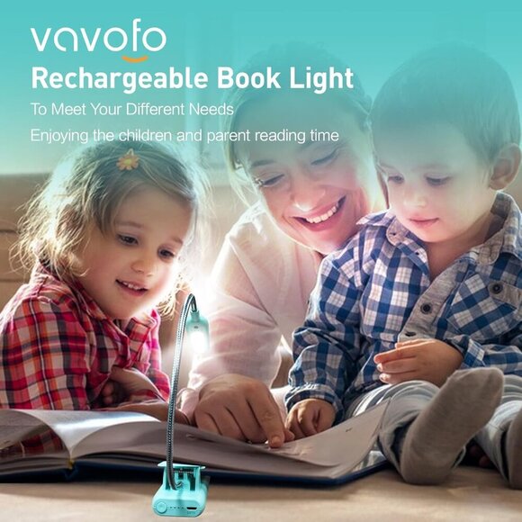 Rechargeable Book Light, Blue Light Blocking, Amber 1600K Clip On Reading Light, - Picture 3 of 7